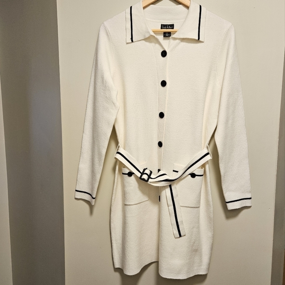Nicole Miller New York Women's Button Front Belted Mini Sweater Dress Size M. - Picture 5 of 16